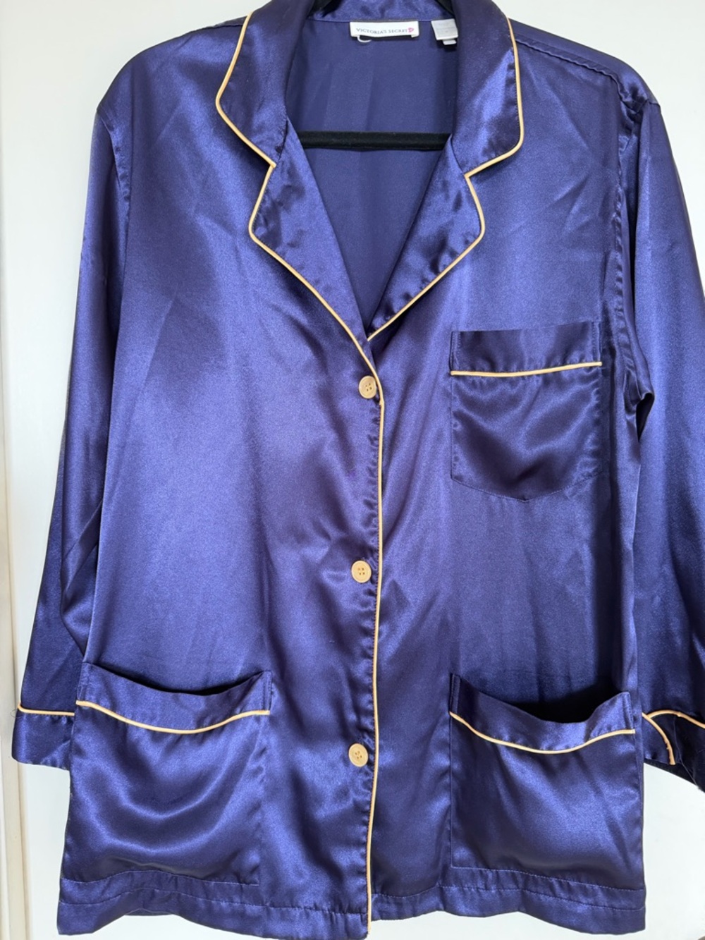 Victoria’s Secret Purple Satin Pajama Set Gold Piping Size Small - Picture 3 of 8